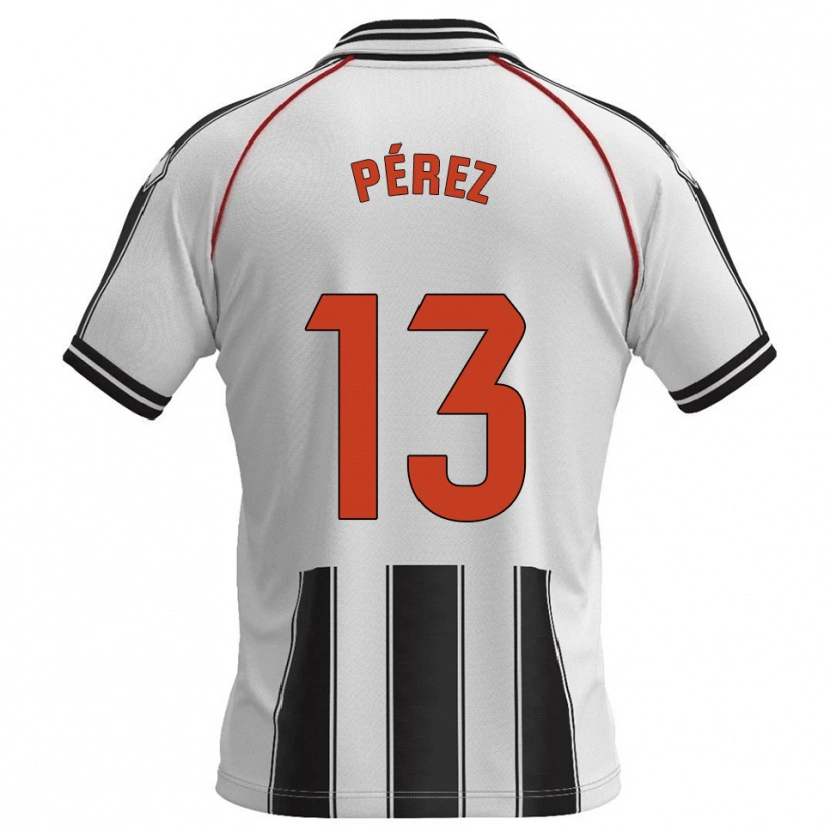 Danxen Kvinnor Axel Pérez #13 Vit Svart Hemmatröja Matchtröjor 2025/26 Tröjor T-Tröja
