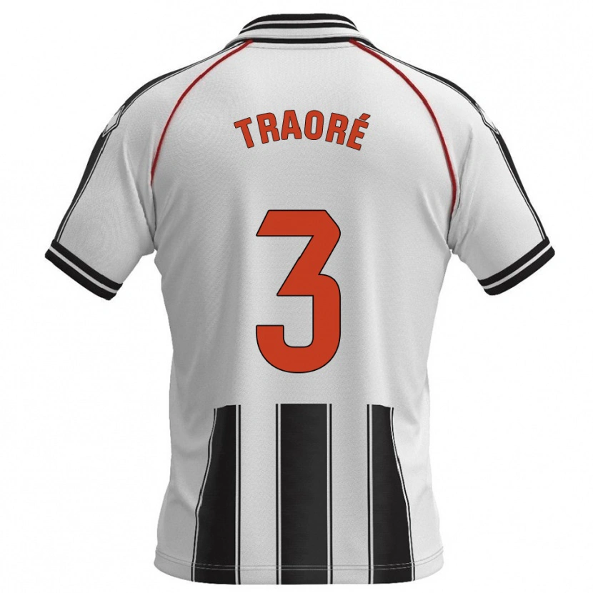 Danxen Kvinnor Mamadou Traoré #3 Vit Svart Hemmatröja Matchtröjor 2025/26 Tröjor T-Tröja