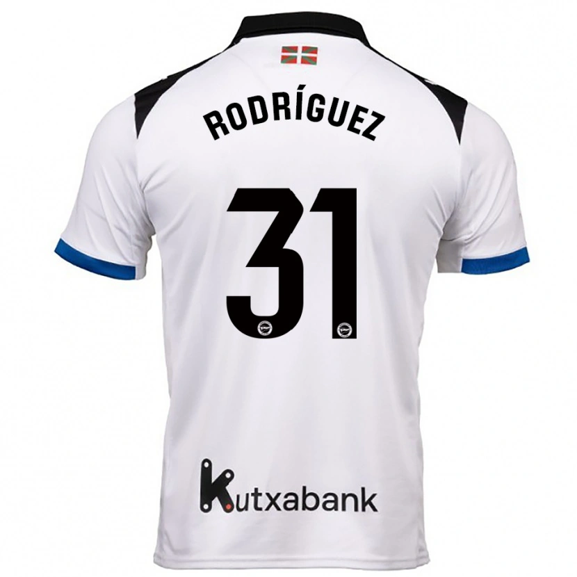 Danxen Kvinnor Adrián Rodríguez #31 Vit Blå Bortatröja Matchtröjor 2025/26 Tröjor T-Tröja