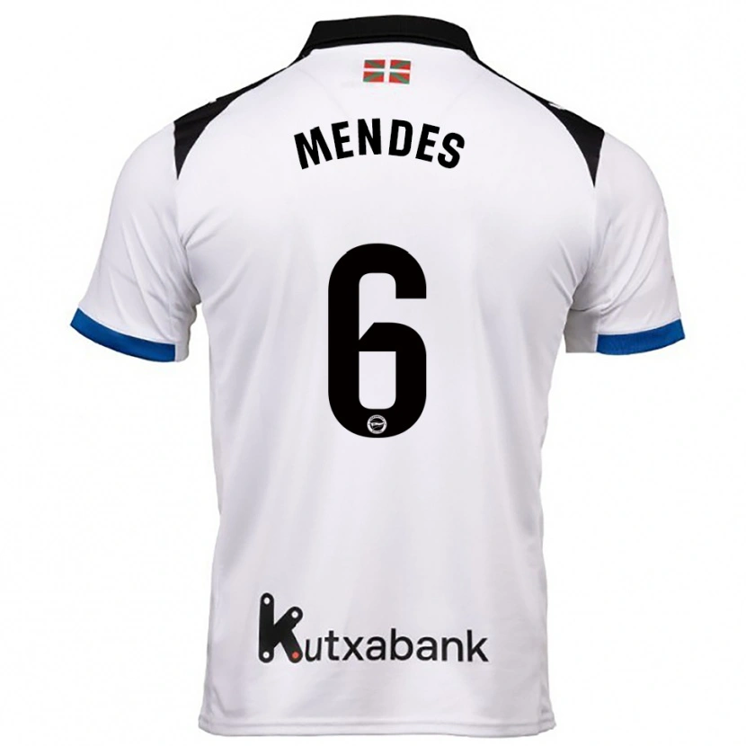 Danxen Kvinnor Tomás Mendes #6 Vit Blå Bortatröja Matchtröjor 2025/26 Tröjor T-Tröja
