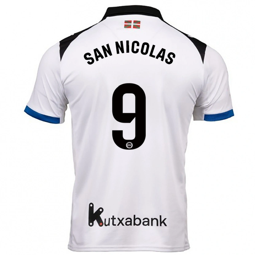 Danxen Kvinnor Olga San Nicolás #9 Vit Blå Bortatröja Matchtröjor 2025/26 Tröjor T-Tröja