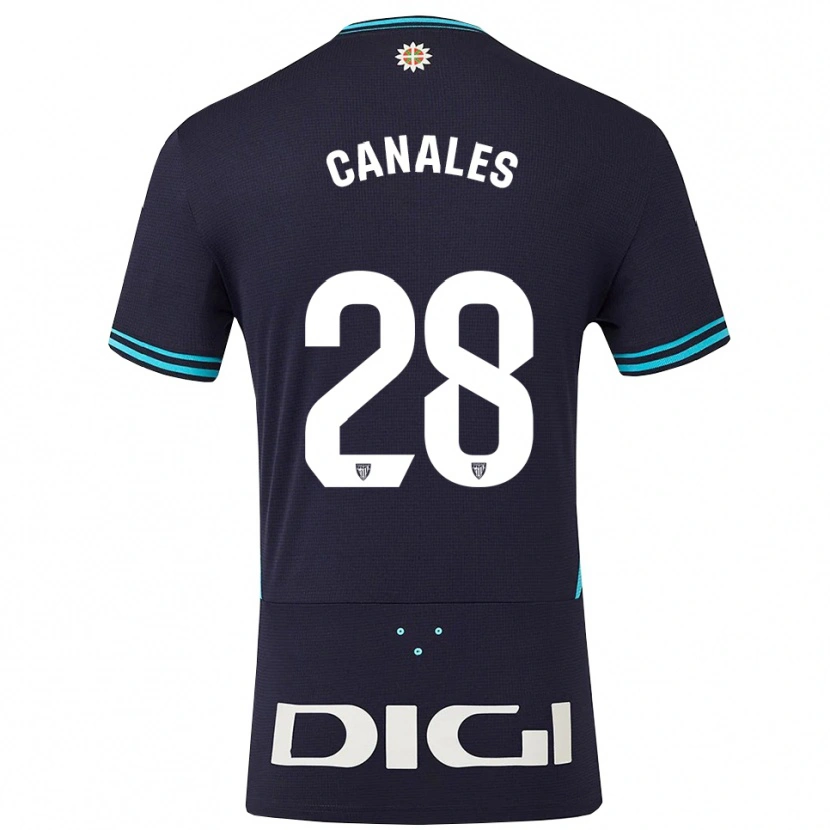 Danxen Kvinnor Peio Canales #28 Marinblå Himmelsblå Bortatröja Matchtröjor 2025/26 Tröjor T-Tröja