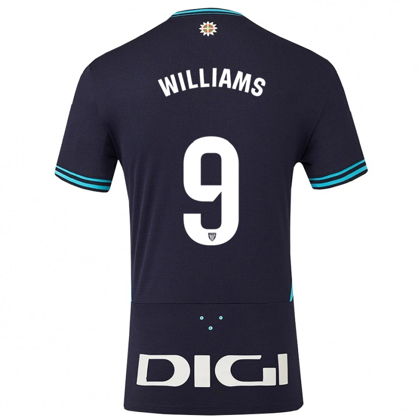 Danxen Kvinnor Iñaki Williams #9 Marinblå Himmelsblå Bortatröja Matchtröjor 2025/26 Tröjor T-Tröja
