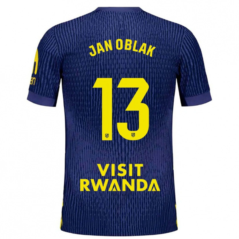 Danxen Kvinnor Jan Oblak #13 Marinblå Gul Bortatröja Matchtröjor 2025/26 Tröjor T-Tröja