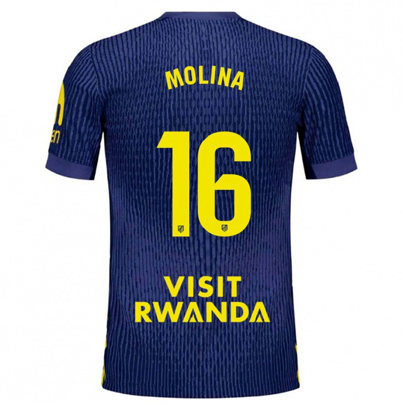 Danxen Kvinnor Nahuel Molina #16 Marinblå Gul Bortatröja Matchtröjor 2025/26 Tröjor T-Tröja