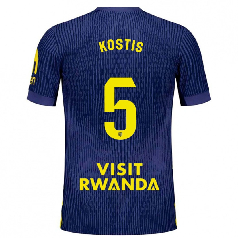 Danxen Kvinnor Ilias Kostis #5 Marinblå Gul Bortatröja Matchtröjor 2025/26 Tröjor T-Tröja