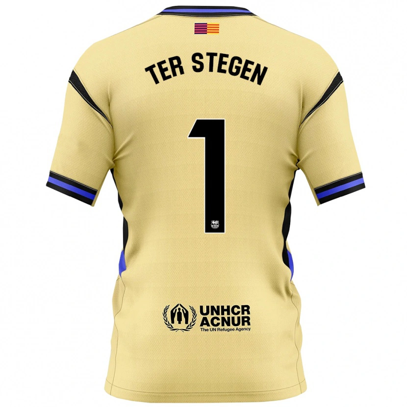Danxen Kvinnor Marc-André Ter Stegen #1 Gul Svart Bortatröja Matchtröjor 2025/26 Tröjor T-Tröja