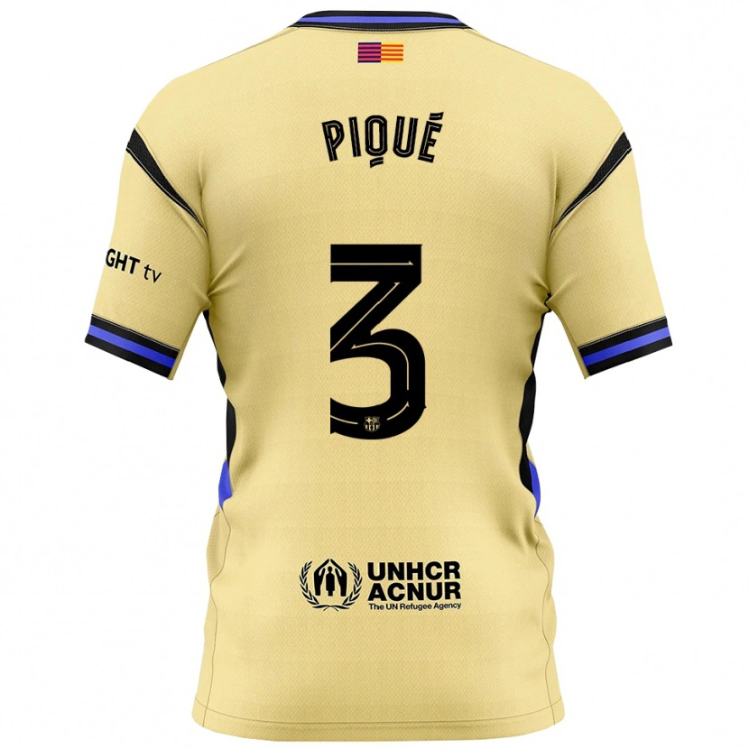 Danxen Kvinnor Gerard Pique #3 Gul Svart Bortatröja Matchtröjor 2025/26 Tröjor T-Tröja