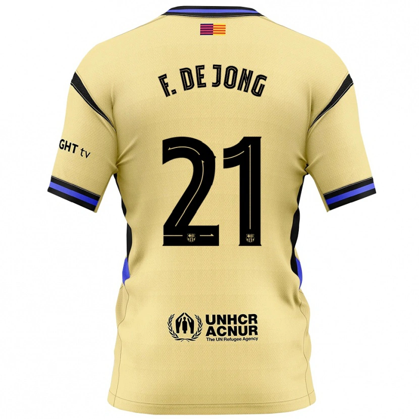 Danxen Kvinnor Frenkie De Jong #21 Gul Svart Bortatröja Matchtröjor 2025/26 Tröjor T-Tröja