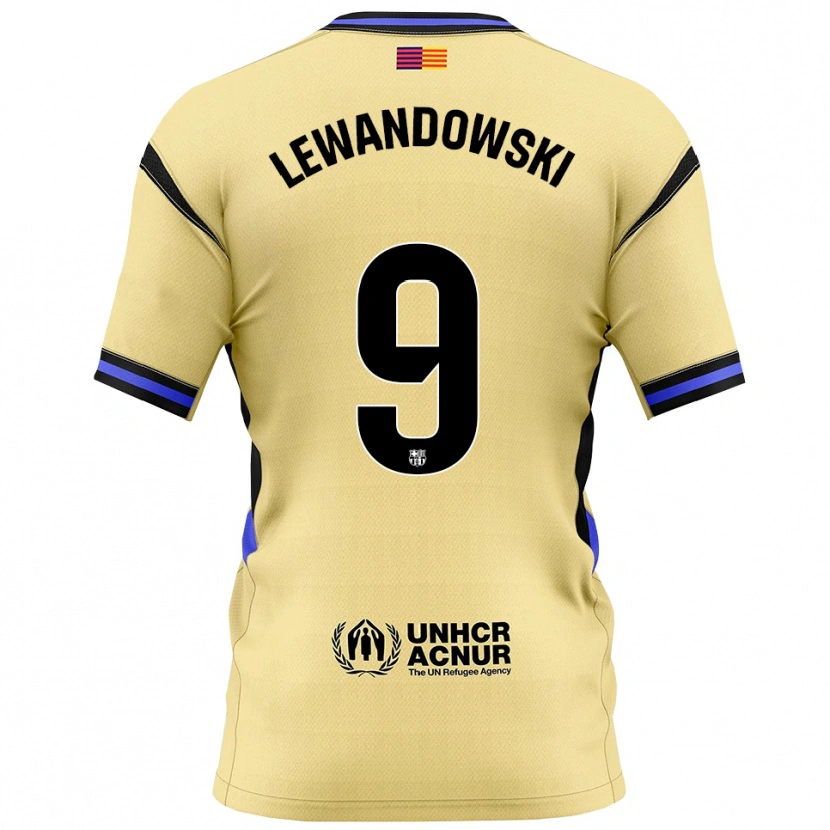 Danxen Kvinnor Robert Lewandowski #9 Gul Svart Bortatröja Matchtröjor 2025/26 Tröjor T-Tröja