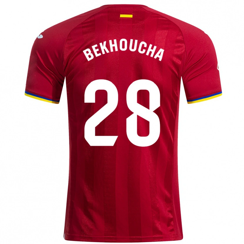 Danxen Kvinnor Ismael Bekhoucha #28 Röd Gul Blå Bortatröja Matchtröjor 2025/26 Tröjor T-Tröja