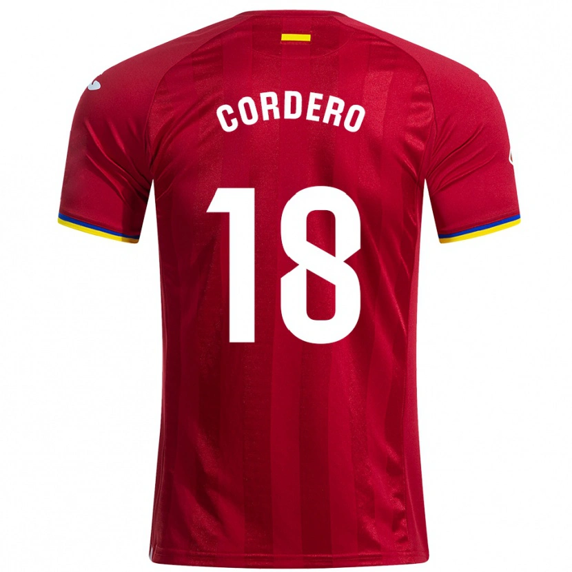 Danxen Kvinnor Alberto Cordero #18 Röd Gul Blå Bortatröja Matchtröjor 2025/26 Tröjor T-Tröja