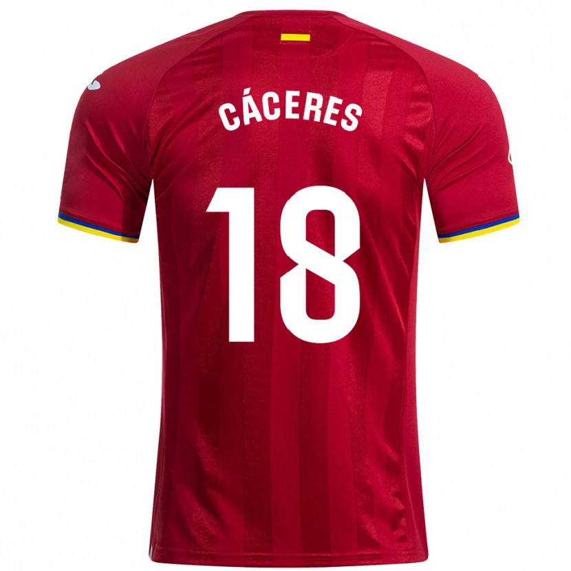 Danxen Kvinnor Damián Cáceres #18 Röd Gul Blå Bortatröja Matchtröjor 2025/26 Tröjor T-Tröja