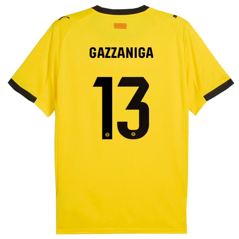 Danxen Kvinnor Paulo Gazzaniga #13 Gul Svart Bortatröja Matchtröjor 2025/26 Tröjor T-Tröja