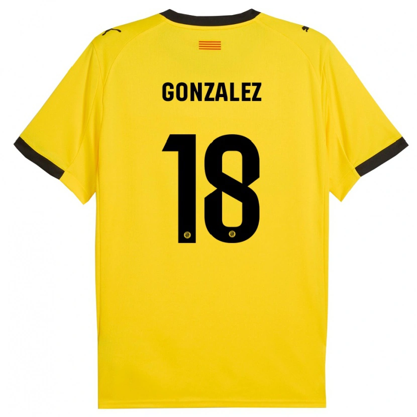 Danxen Kvinnor Gerard Gonzalez #18 Gul Svart Bortatröja Matchtröjor 2025/26 Tröjor T-Tröja