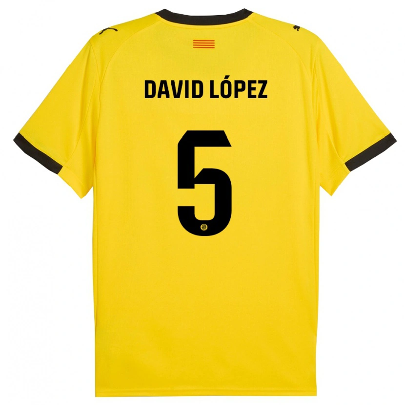 Danxen Kvinnor David López #5 Gul Svart Bortatröja Matchtröjor 2025/26 Tröjor T-Tröja