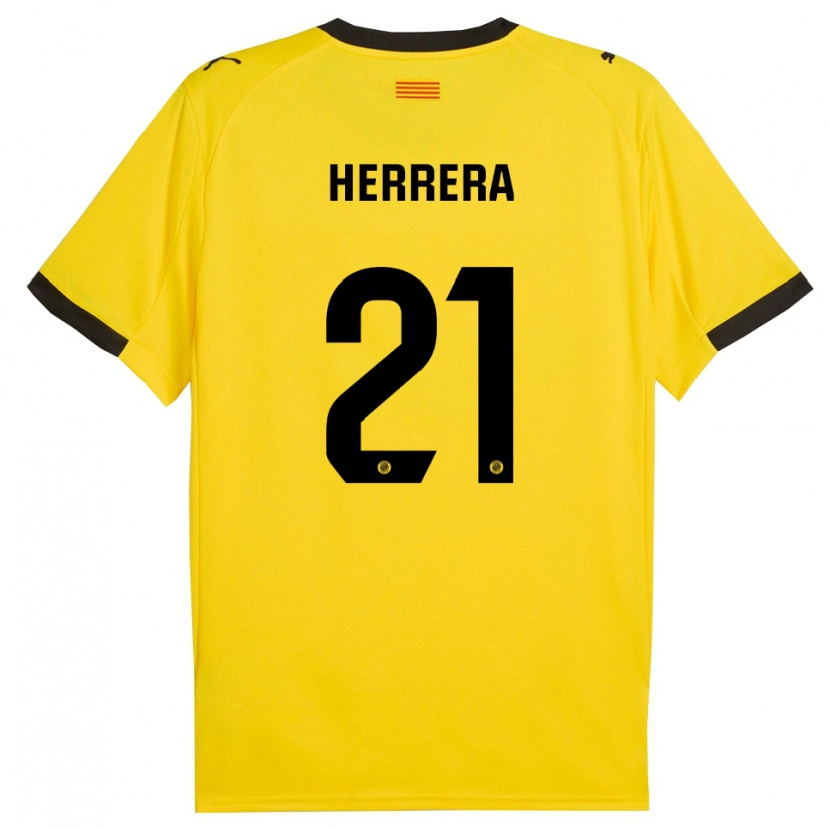 Danxen Kvinnor Yangel Herrera #21 Gul Svart Bortatröja Matchtröjor 2025/26 Tröjor T-Tröja