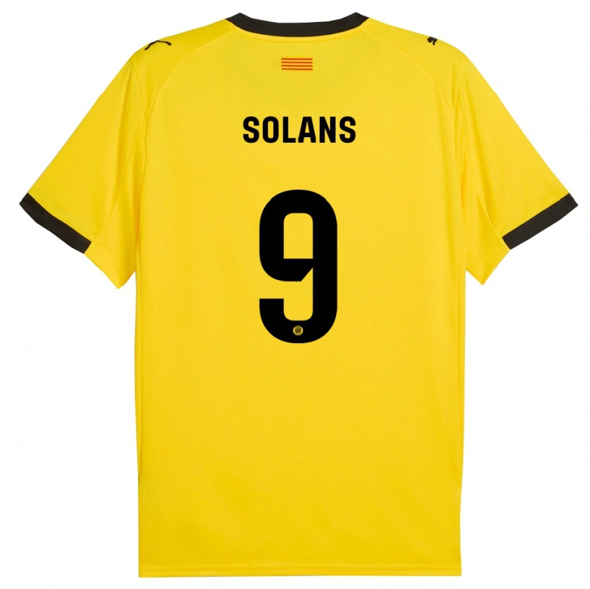 Danxen Kvinnor Sergi Solans #9 Gul Svart Bortatröja Matchtröjor 2025/26 Tröjor T-Tröja