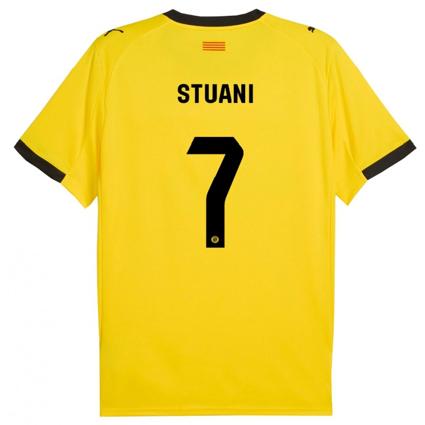 Danxen Kvinnor Cristhian Stuani #7 Gul Svart Bortatröja Matchtröjor 2025/26 Tröjor T-Tröja