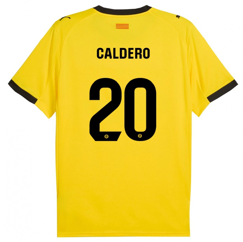 Danxen Kvinnor Nil Calderó #20 Gul Svart Bortatröja Matchtröjor 2025/26 Tröjor T-Tröja