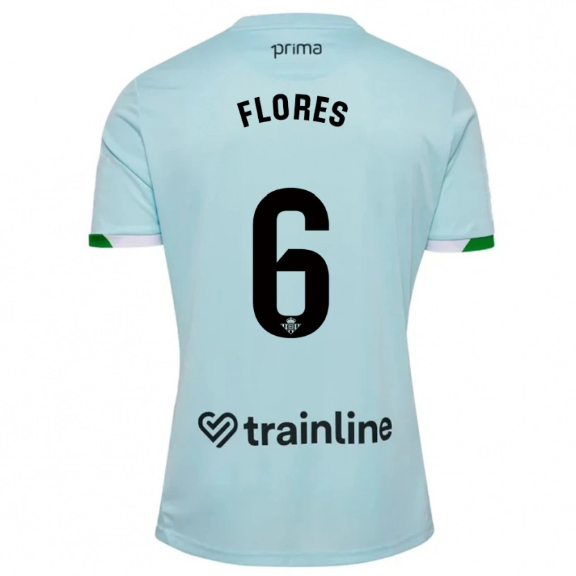 Danxen Kvinnor Mateo Flores #6 Himmelsblå Grön Bortatröja Matchtröjor 2025/26 Tröjor T-Tröja
