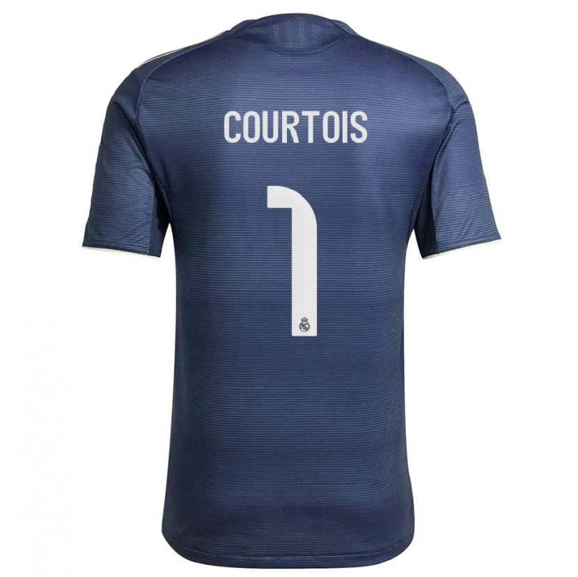 Danxen Kvinnor Thibaut Courtois #1 Marinblå Silver Bortatröja Matchtröjor 2025/26 Tröjor T-Tröja