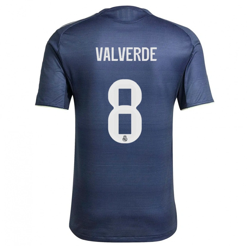 Danxen Kvinnor Federico Valverde #8 Marinblå Silver Bortatröja Matchtröjor 2025/26 Tröjor T-Tröja