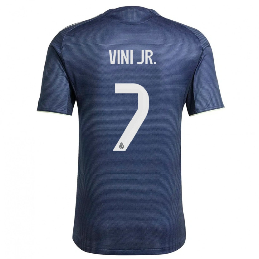 Danxen Kvinnor Vinicius Junior #7 Marinblå Silver Bortatröja Matchtröjor 2025/26 Tröjor T-Tröja