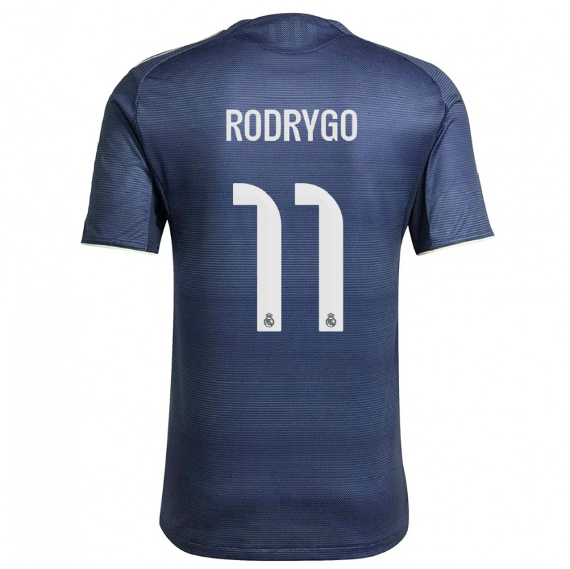 Danxen Kvinnor Rodrygo #11 Marinblå Silver Bortatröja Matchtröjor 2025/26 Tröjor T-Tröja