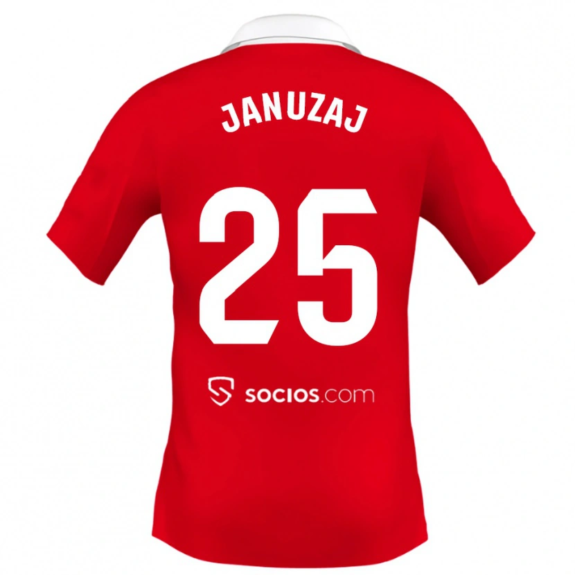 Danxen Kvinnor Adnan Januzaj #25 Röd Vit Grå Bortatröja Matchtröjor 2025/26 Tröjor T-Tröja