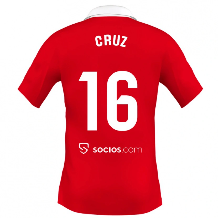 Danxen Kvinnor Jesús Cruz #16 Röd Vit Grå Bortatröja Matchtröjor 2025/26 Tröjor T-Tröja