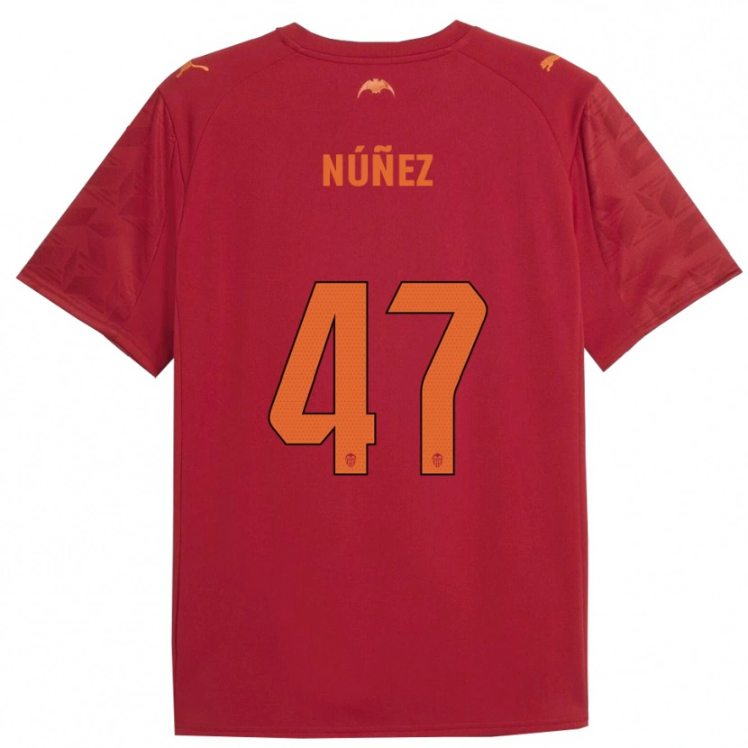 Danxen Kvinnor Lucas Núñez #47 Röd Orange Bortatröja Matchtröjor 2025/26 Tröjor T-Tröja