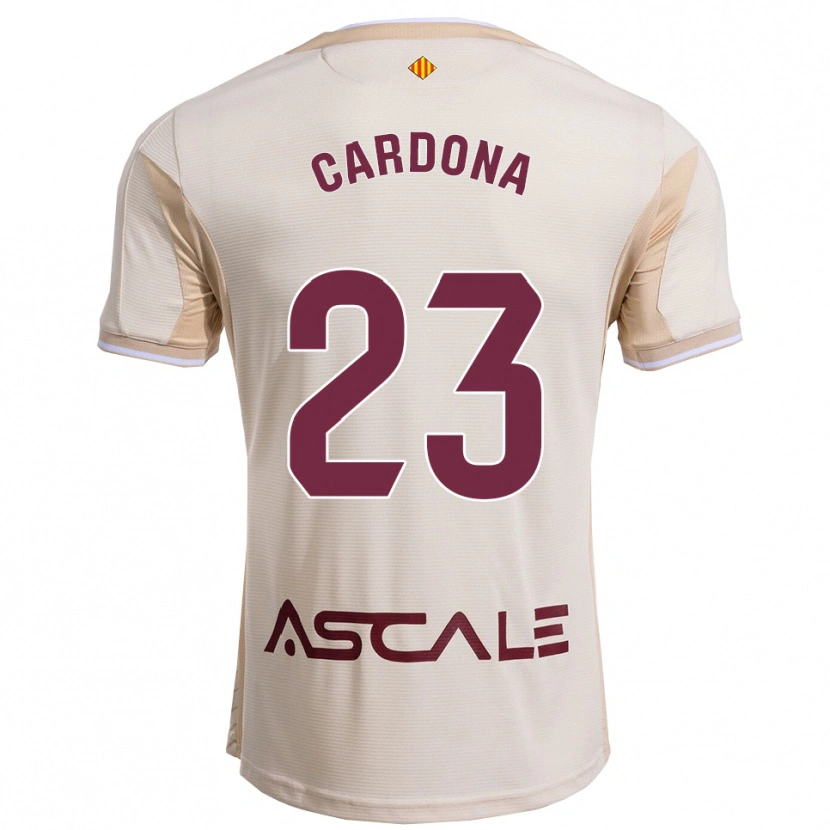Danxen Kvinnor Sergi Cardona #23 Off-White Bourgogne Bortatröja Matchtröjor 2025/26 Tröjor T-Tröja