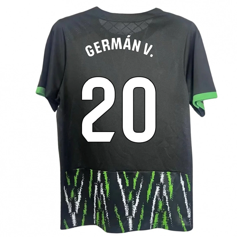 Danxen Kvinnor Germán Valera #20 Svart Grön Bortatröja Matchtröjor 2025/26 Tröjor T-Tröja