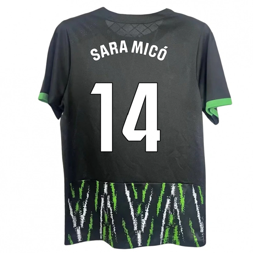 Danxen Kvinnor Sara Micó Soler #14 Svart Grön Bortatröja Matchtröjor 2025/26 Tröjor T-Tröja