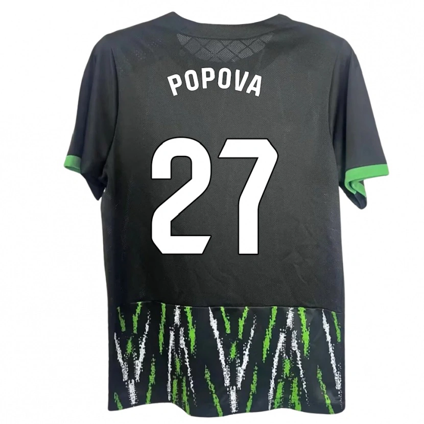 Danxen Kvinnor Ángela Popova Fedorova #27 Svart Grön Bortatröja Matchtröjor 2025/26 Tröjor T-Tröja