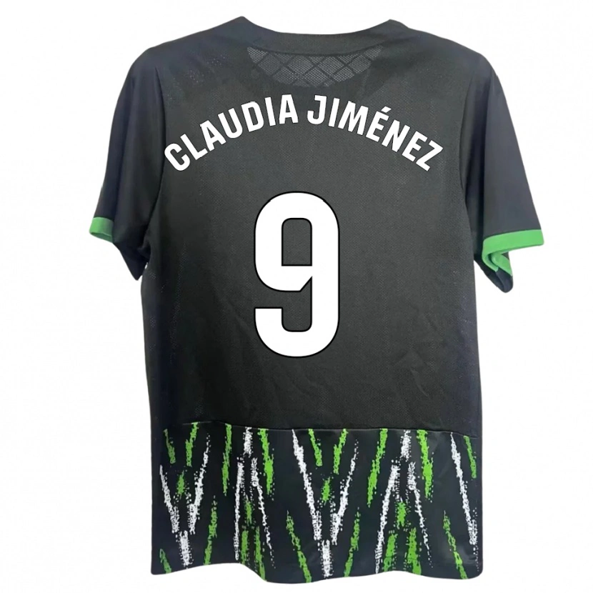 Danxen Kvinnor Claudia Jiménez Gutiérrez #9 Svart Grön Bortatröja Matchtröjor 2025/26 Tröjor T-Tröja