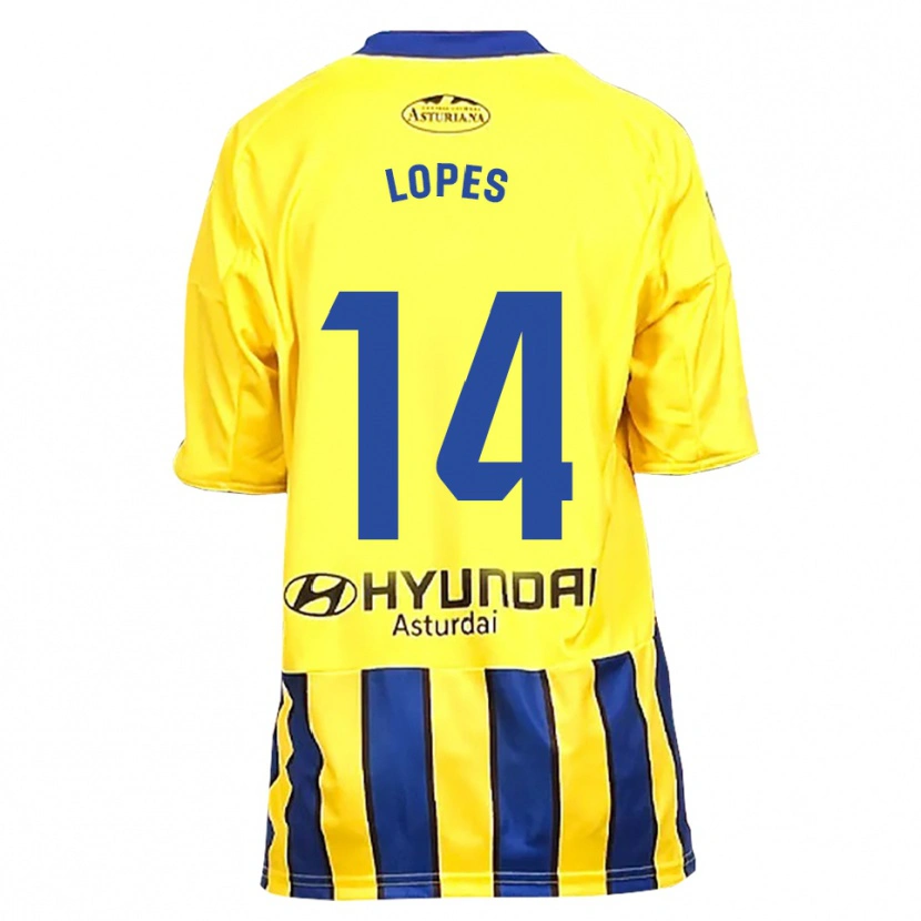 Danxen Kvinnor Adrián Lopes #14 Gul Blå Bortatröja Matchtröjor 2025/26 Tröjor T-Tröja