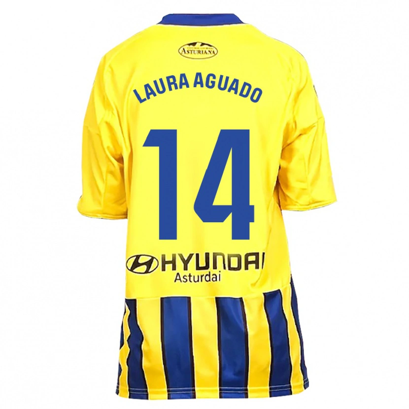 Danxen Kvinnor Laura Aguado #14 Gul Blå Bortatröja Matchtröjor 2025/26 Tröjor T-Tröja