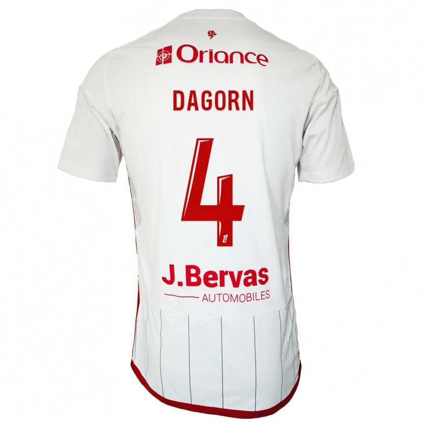 Danxen Kvinnor Maxime Dagorn #4 Vit Röd Bortatröja Matchtröjor 2025/26 Tröjor T-Tröja