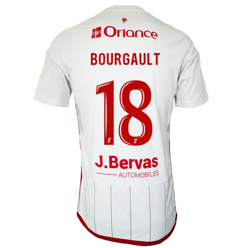 Danxen Kvinnor Justin Bourgault #18 Vit Röd Bortatröja Matchtröjor 2025/26 Tröjor T-Tröja