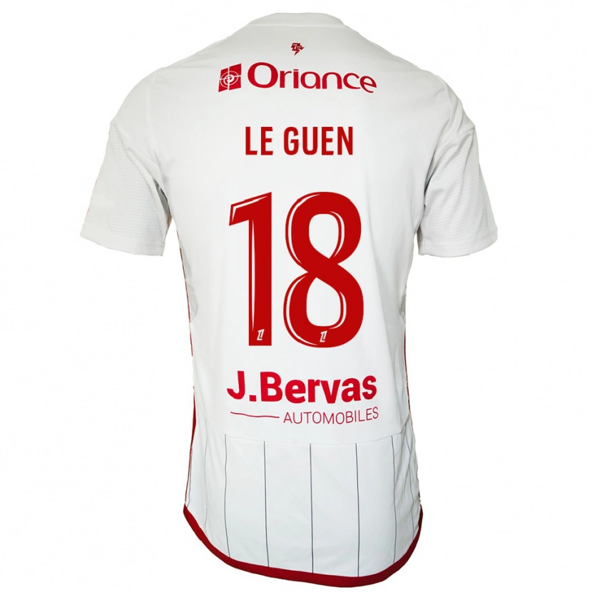 Danxen Kvinnor Raphaël Le Guen #18 Vit Röd Bortatröja Matchtröjor 2025/26 Tröjor T-Tröja