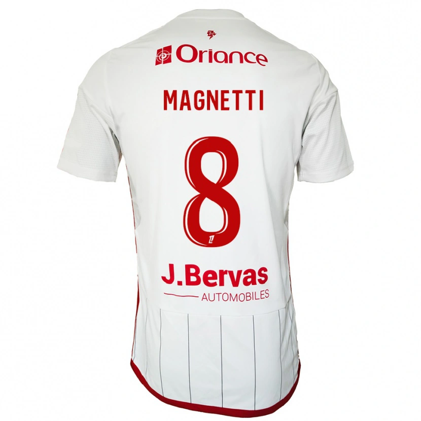 Danxen Kvinnor Hugo Magnetti #8 Vit Röd Bortatröja Matchtröjor 2025/26 Tröjor T-Tröja