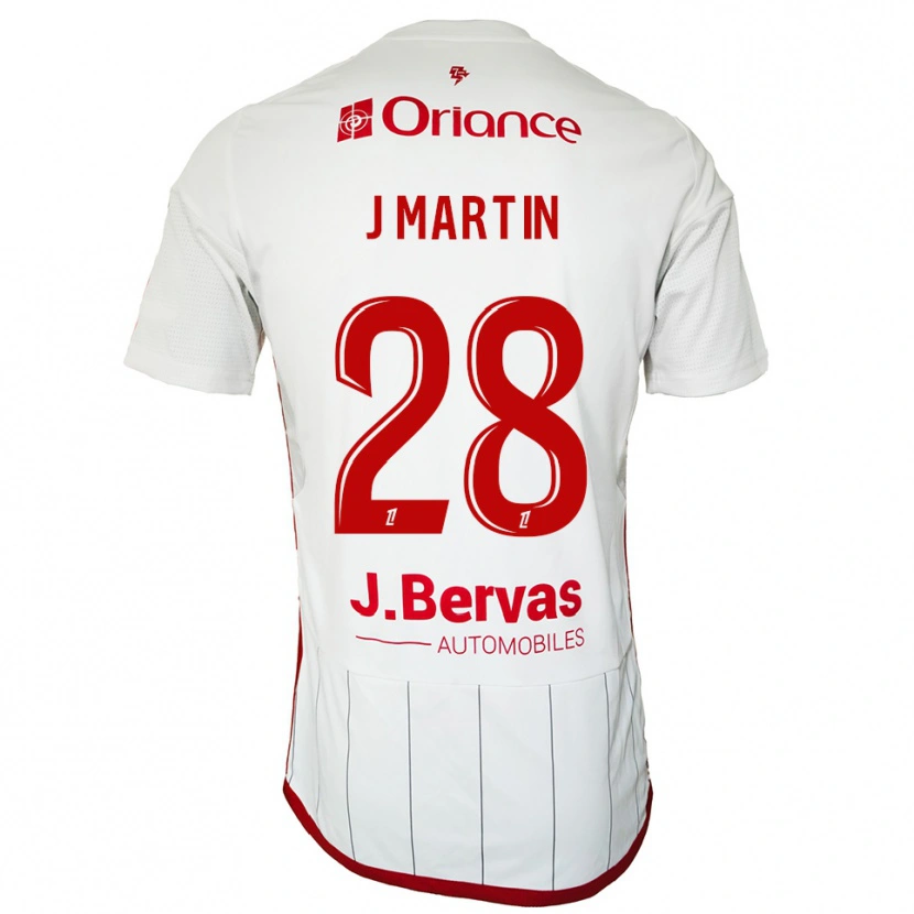Danxen Kvinnor Jonas Martin #28 Vit Röd Bortatröja Matchtröjor 2025/26 Tröjor T-Tröja