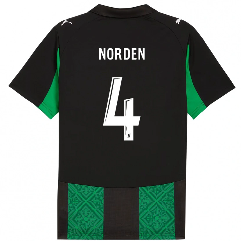 Danxen Kvinnor Doreen Norden #4 Svart Grön Bortatröja Matchtröjor 2025/26 Tröjor T-Tröja