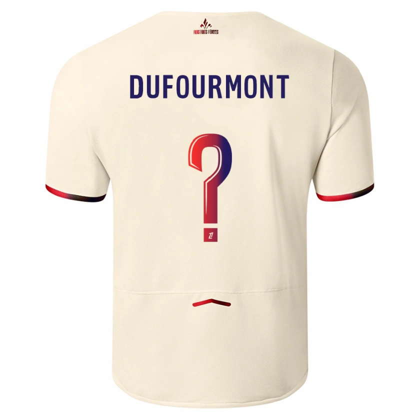 Danxen Kvinnor Eléa Dufourmont #0 Off-White Röd Bortatröja Matchtröjor 2025/26 Tröjor T-Tröja