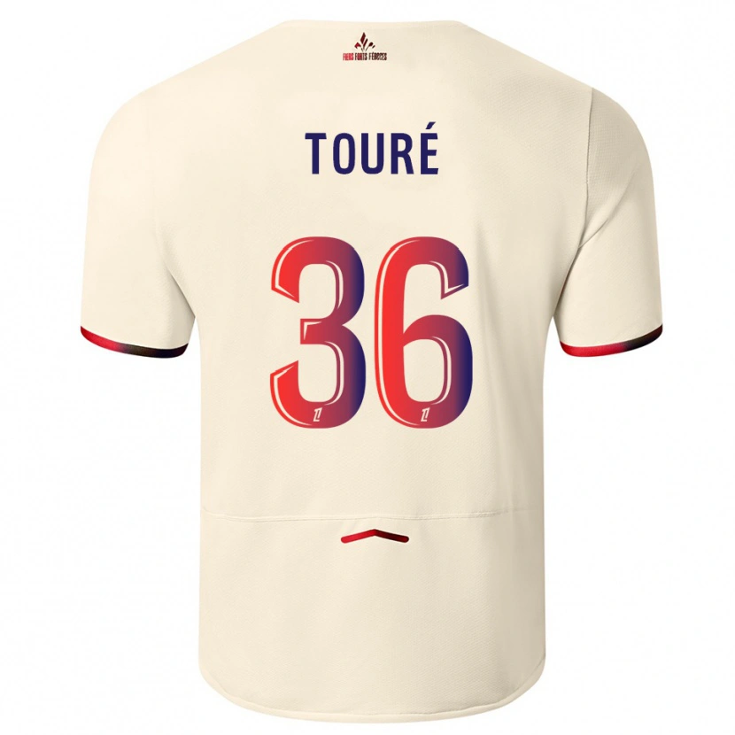 Danxen Kvinnor Ousmane Touré #36 Off-White Röd Bortatröja Matchtröjor 2025/26 Tröjor T-Tröja