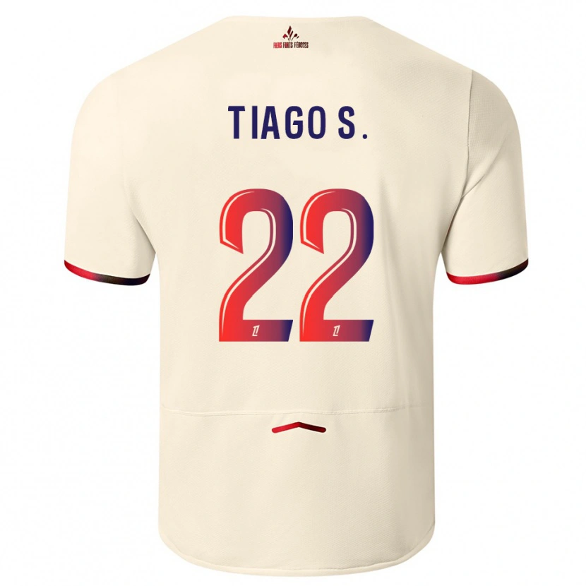 Danxen Kvinnor Tiago Santos #22 Off-White Röd Bortatröja Matchtröjor 2025/26 Tröjor T-Tröja