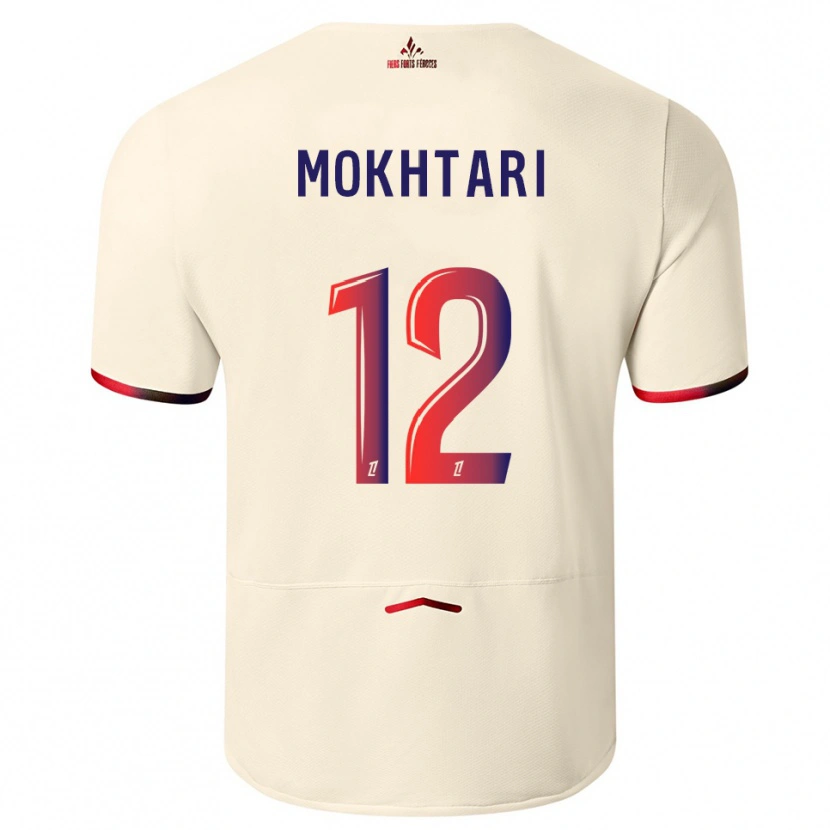 Danxen Kvinnor Brahim Mokhtari #12 Off-White Röd Bortatröja Matchtröjor 2025/26 Tröjor T-Tröja