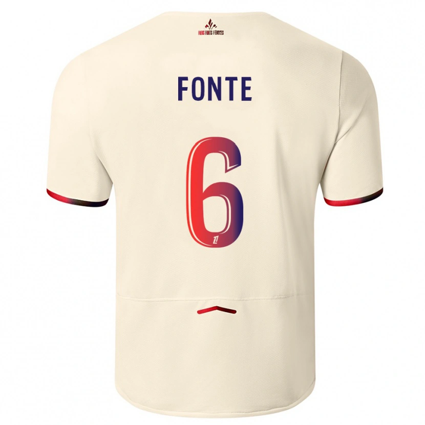 Danxen Kvinnor Jose Fonte #6 Off-White Röd Bortatröja Matchtröjor 2025/26 Tröjor T-Tröja